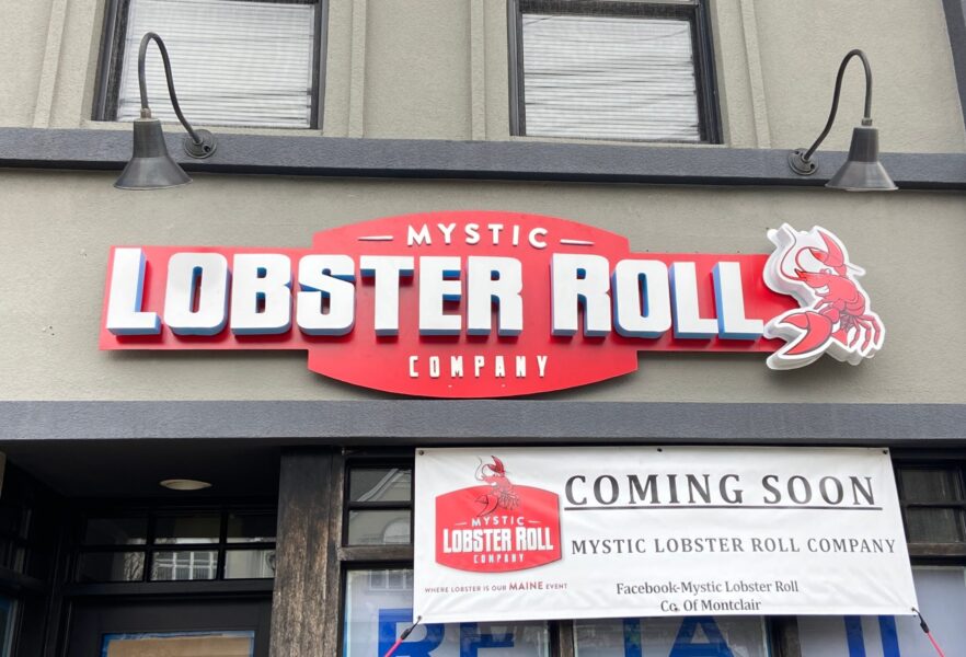 Grand opening banner for a new restaurant in New Jersey