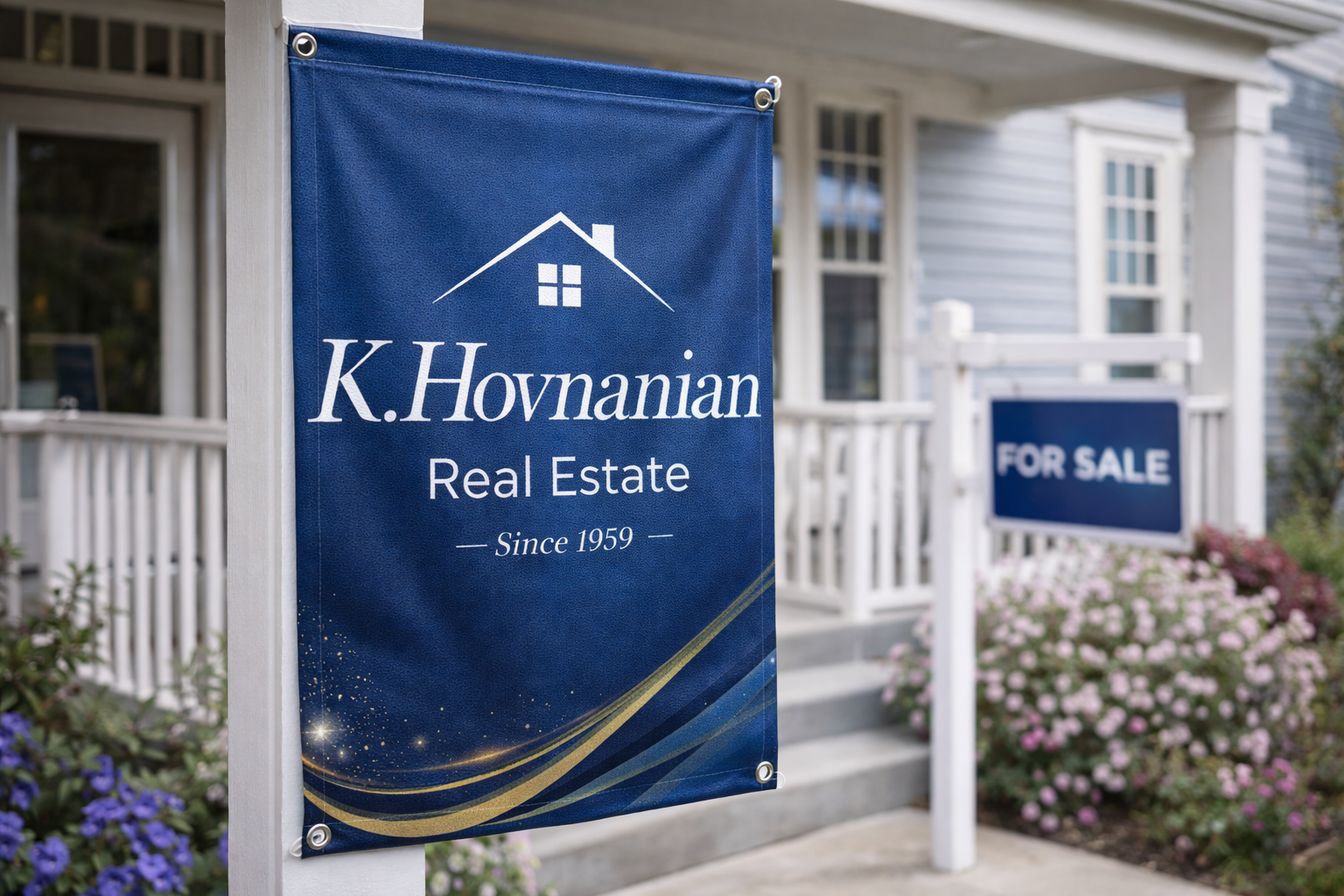 Premium fabric banner displayed at an indoor corporate event