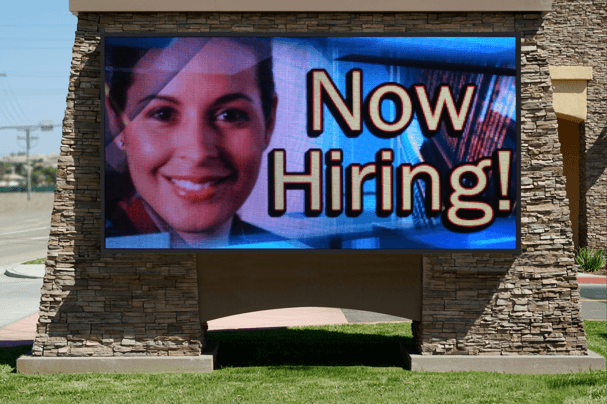 Digital LED monument sign displaying dynamic content